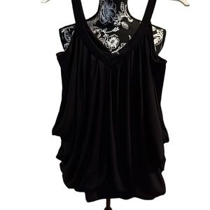 Isabella Rodriquez size large black sleeveless top banded at hem NWT